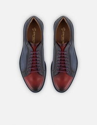 Zapato blucher bicolor con acabado difuminado en piel para hombre