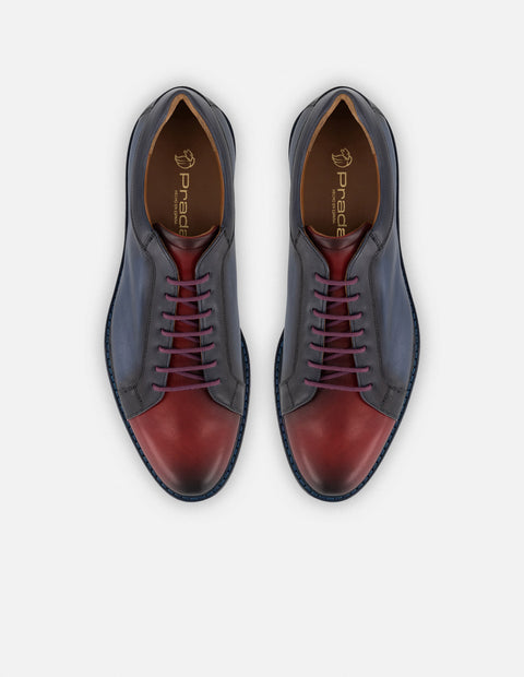 Zapato blucher bicolor con acabado difuminado en piel para hombre