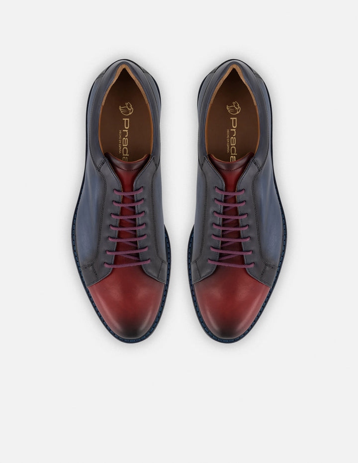 Zapato blucher bicolor con acabado difuminado en piel para hombre