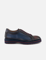 Zapato blucher bicolor con acabado difuminado en piel para hombre