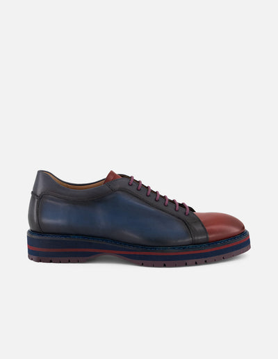 Zapato blucher bicolor con acabado difuminado en piel para hombre
