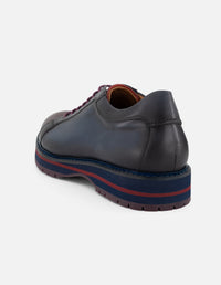Zapato blucher bicolor con acabado difuminado en piel para hombre