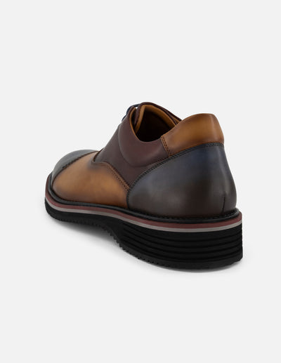 Zapato Oxford multicolor piel para hombre con contraste