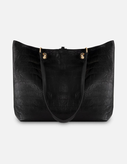 Tote negro vegano para mujer con doble vista