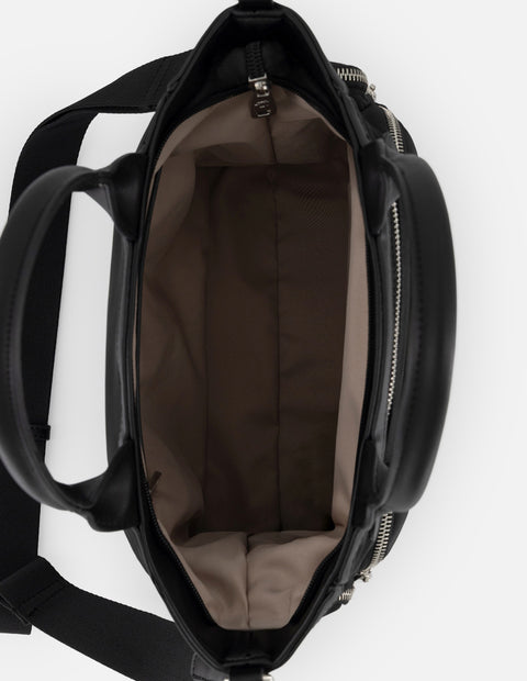 Bolso de mano negro nylon para mujer con 4 compartimentos