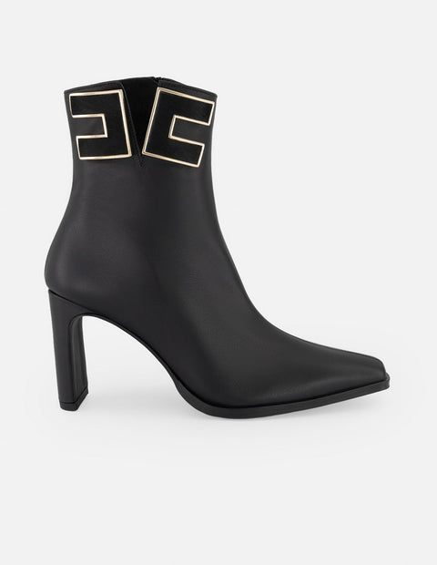 Botines negro piel para mujer con herrajes en pelo