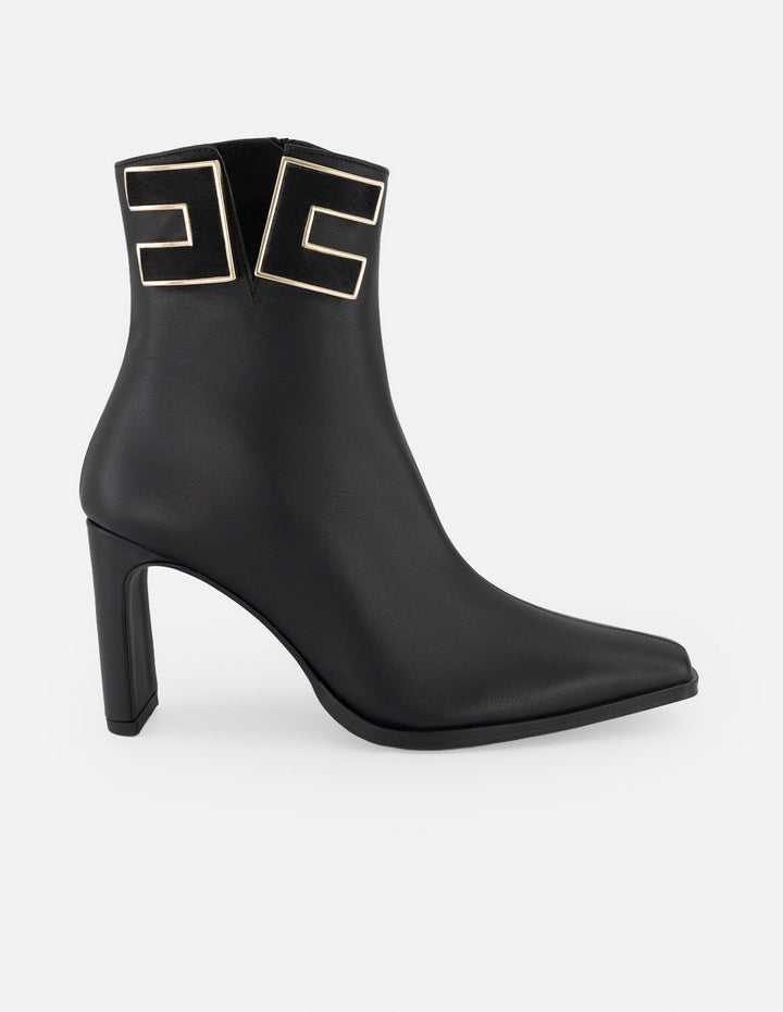 Botines negro piel para mujer con herrajes en pelo