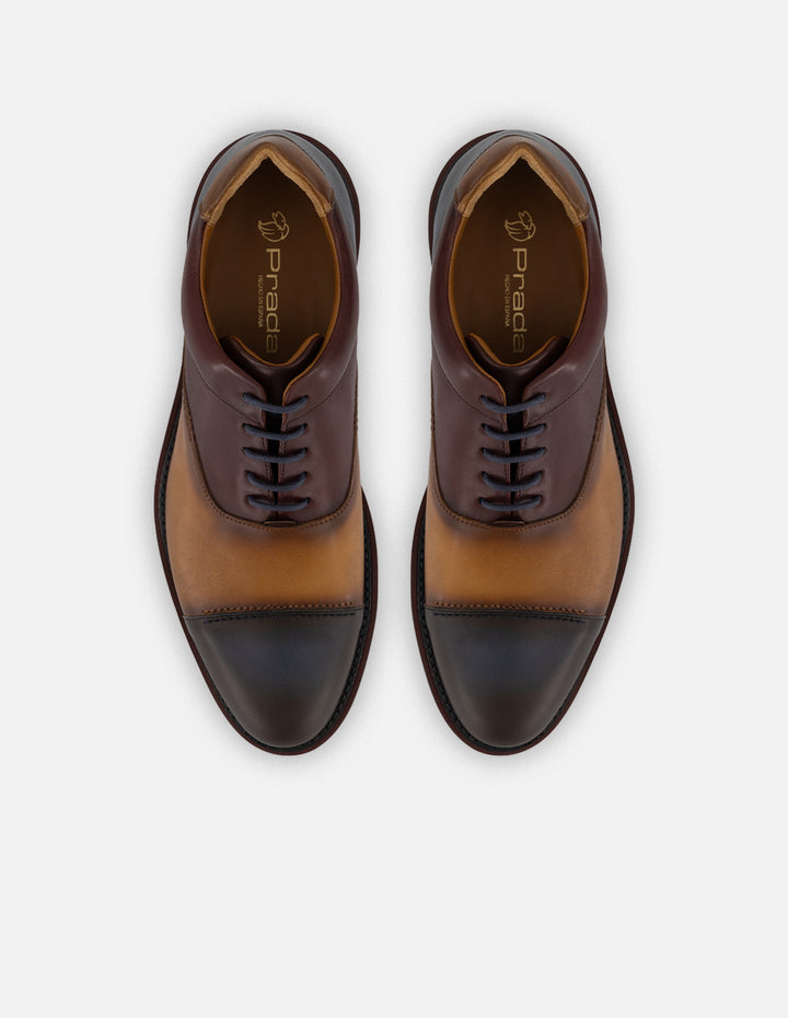 Zapato Oxford multicolor piel para hombre con contraste