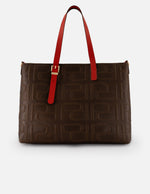 Tote café piel para mujer con logo Pd