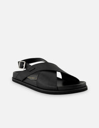 Sandalia en piel napa color negro para hombre