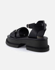 Sandalias de piel para mujer color negro con plataforma