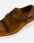 Blucher en piel textil color cuero para hombre