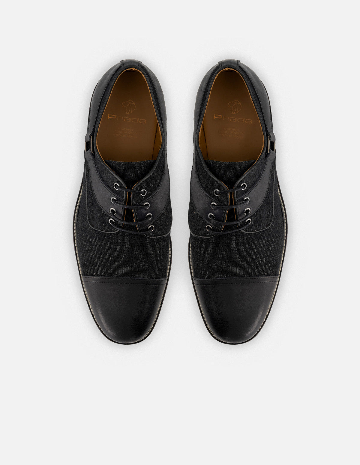 Blucher en piel textil color negro con detalles en piel napa para hombre