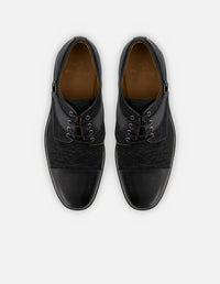 Blucher en piel textil color negro con detalles en piel napa para hombre