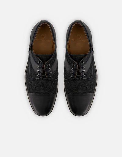 Blucher en piel textil color negro con detalles en piel napa para hombre