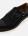 Blucher en piel textil color negro con detalles en piel napa para hombre