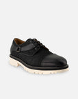 Blucher en piel textil color negro con detalles en piel napa para hombre