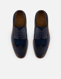 Zapato blucher color azul en piel y textil para hombre