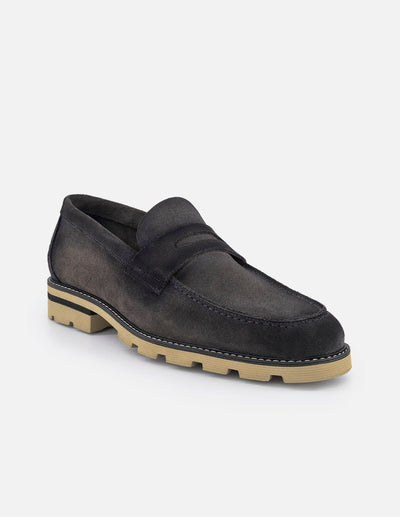 Mocasines color gris en ante con suela Comfort Light para hombre