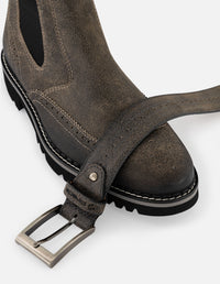 Botín Chelsea gris ante para hombre con acabado deslavado