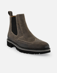 Botín Chelsea gris ante para hombre con acabado deslavado