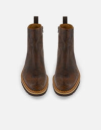 Botines café piel grabada para hombre con suela comfort light