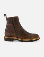 Botines café piel grabada para hombre con suela comfort light