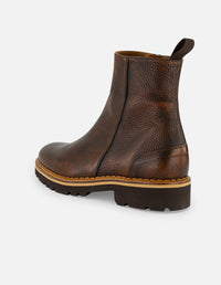 Botines café piel grabada para hombre con suela comfort light