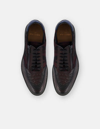 Zapato inglés vino piel textil para hombre con camuflaje