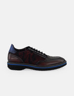 Zapato inglés vino piel textil para hombre con camuflaje