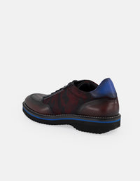 Zapato inglés vino piel textil para hombre con camuflaje