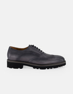 Zapato inglés gris piel para hombre con picado maría