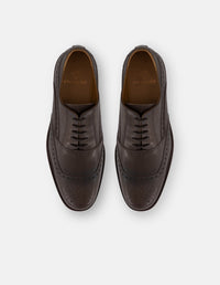 Zapato inglés verde piel para hombre con picado maría