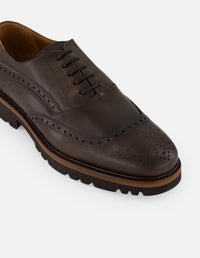 Zapato inglés verde piel para hombre con picado maría