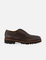 Zapato inglés verde piel para hombre con picado maría