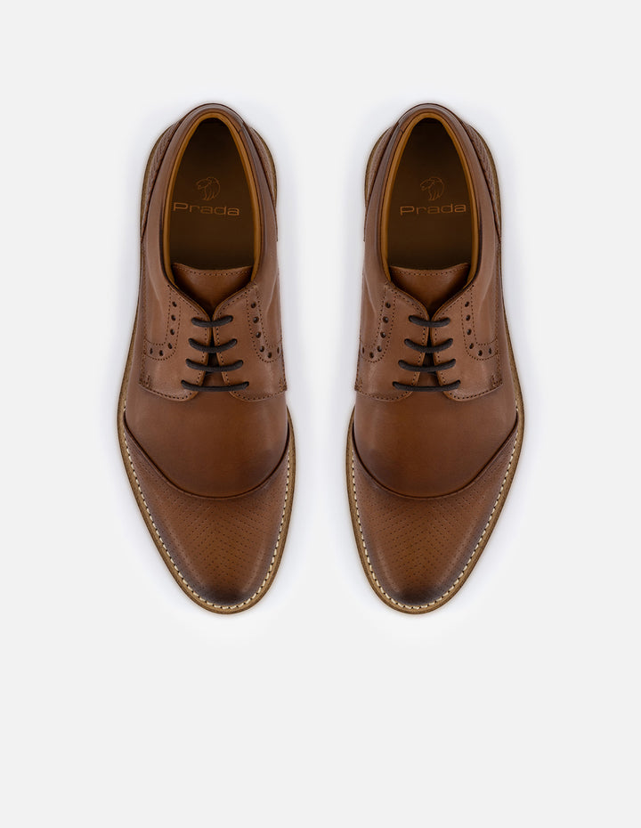 Zapato blucher color café en piel para hombre