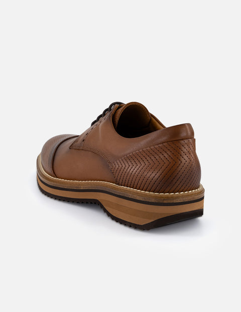 Zapato blucher color café en piel para hombre