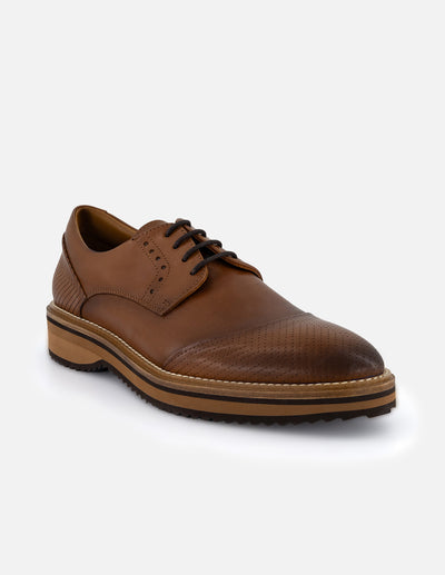 Zapato blucher color café en piel para hombre
