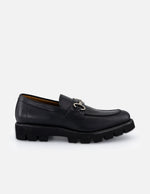 Mocasines color negro en piel con suela Comfort Light para hombre