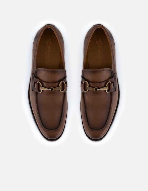 Mocasines color café en piel con suela comfort light para hombre