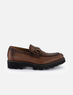 Mocasines color café en piel con suela comfort light para hombre
