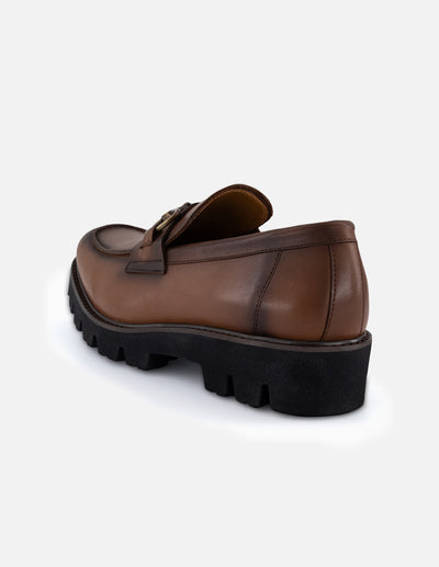 Mocasines color café en piel con suela comfort light para hombre