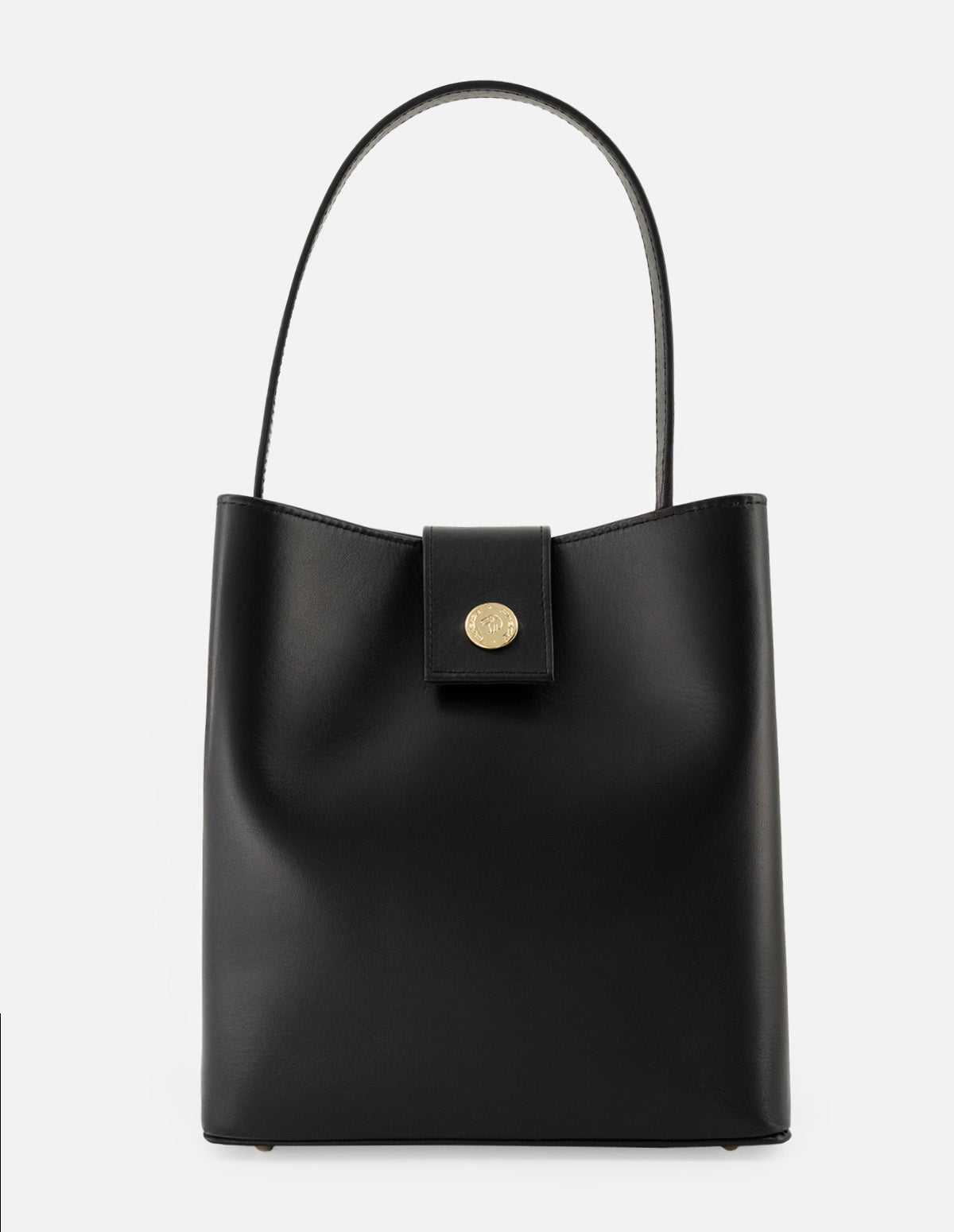 Bolso de mano de piel para mujer color negro con detalles color dorado