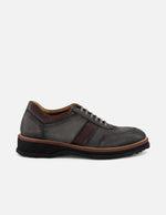 Zapato Oxford gris piel y ante para hombre con combinación de materiales