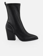 Botines negro lycra y piel para mujer con aplicaciones