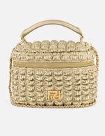 Minibolso color dorado vegano para mujer con diseño capitonado