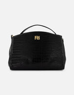 Bolso de mano negro vegano para mujer con piel tipo coco