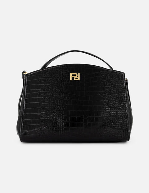 Bolso de mano negro vegano para mujer con piel tipo coco
