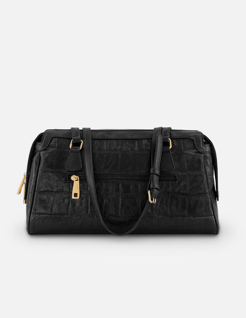 Bolso Bowling negro vegano para mujer con grabado tipo coco