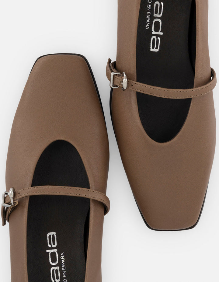 Mercedes beige piel para mujer con tira ajustable